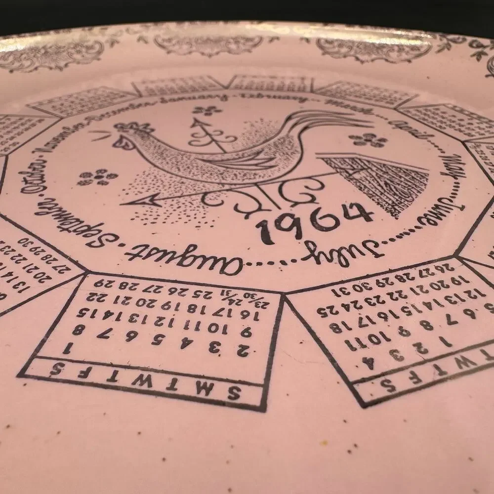 1964 Calendar Plate by TAYLOR, SMITH & TAYLOR (TS&T) Pebbleford Pink Coupe